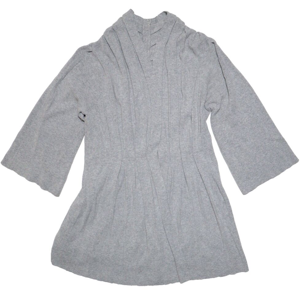 Moth Anthropologie Cardigan Women XL Gray Pleated Robe‎ Flare Sleeve Wool Rabbit
